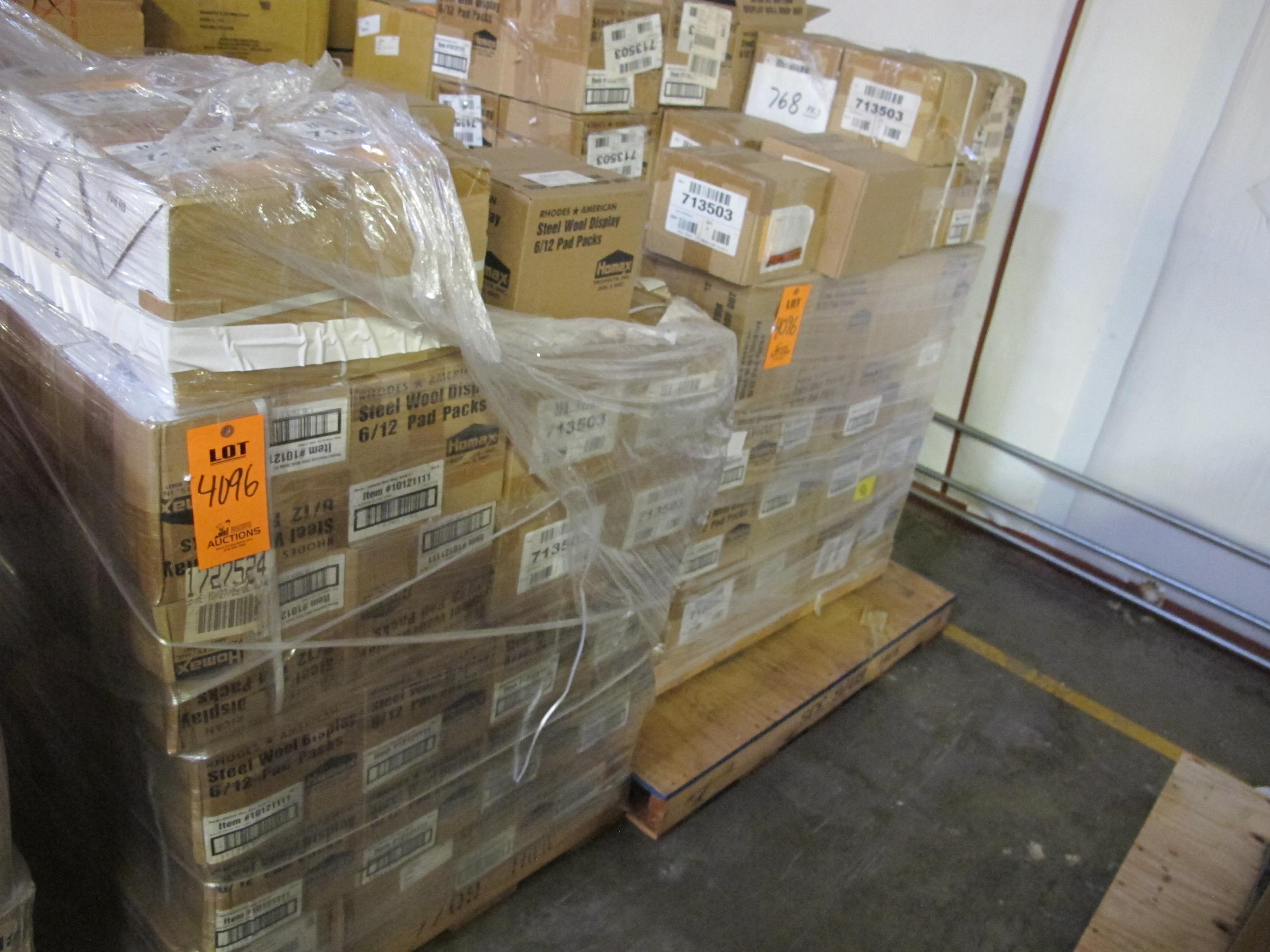 (1308) 12 PAD PACKS STEEL WOOL. LOADING & HANDLING FEE $30-4096